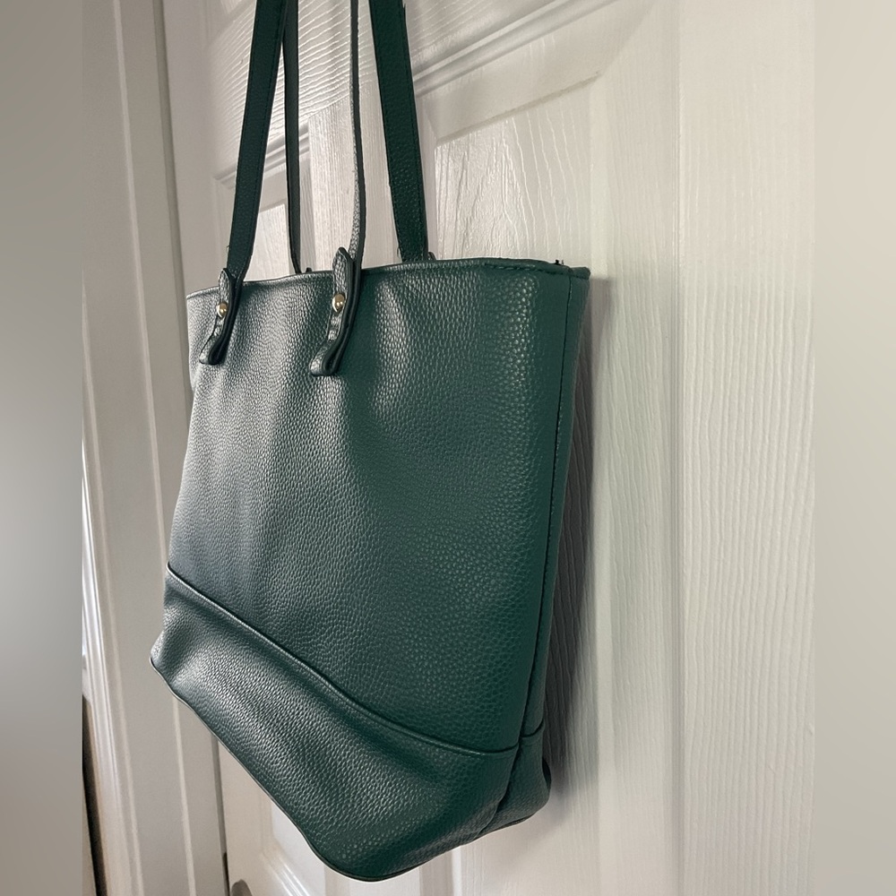 Nanette Lepore Green Pebbled Leather Tote Shoulder Work Bag - Picture 6 of 11